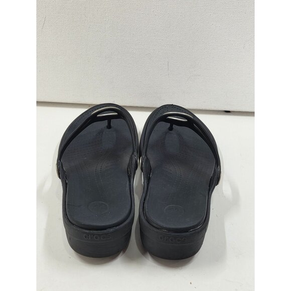 Crocs Sanrah Matte Silver Circle Slide Flip Flop Sandal Black Women's Size 9 - Picture 4 of 7